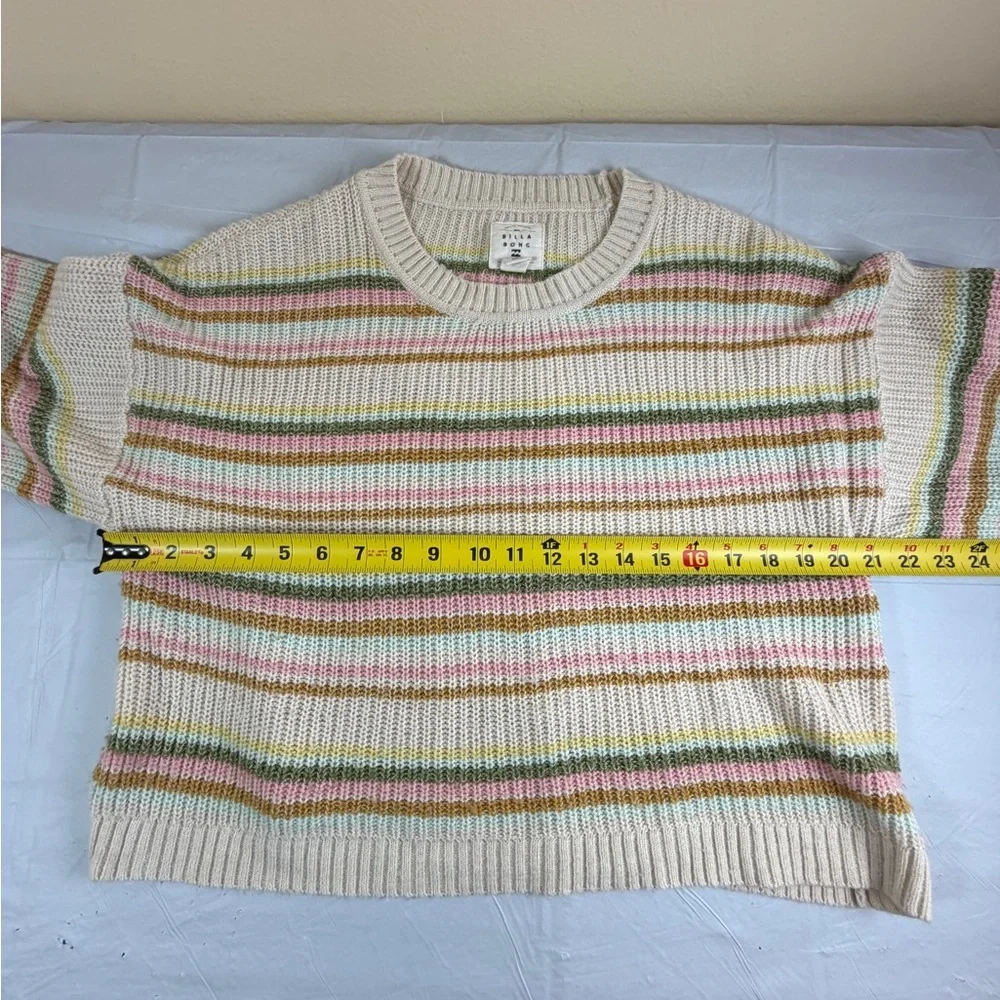 Billabong Cream Striped Crew Neck‎ Crop Sweater